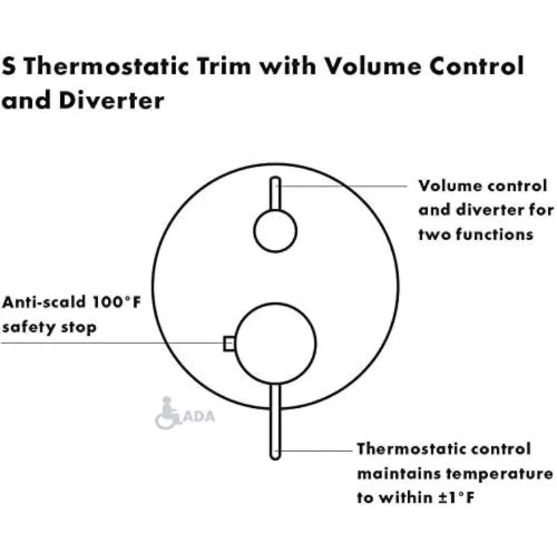 Modern Premium Volume and Auto Temperature Control 2-Handle Thermostatic Shower Valve Trim with Diverter in Ch