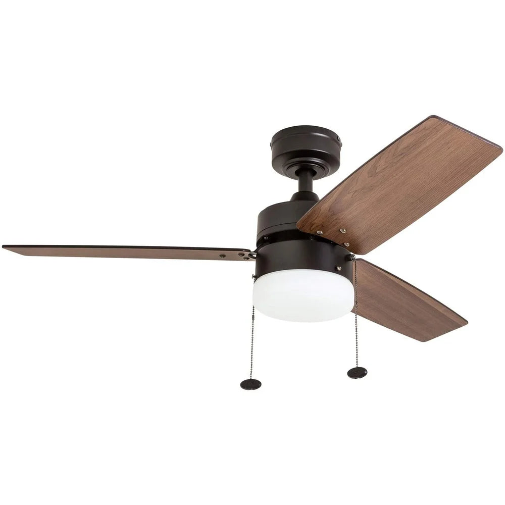 42 Inch Modern Ceiling Fan with LED Light Kit Quiet Reversible Motor 3 Blades Dual Finish Blades Small Rooms