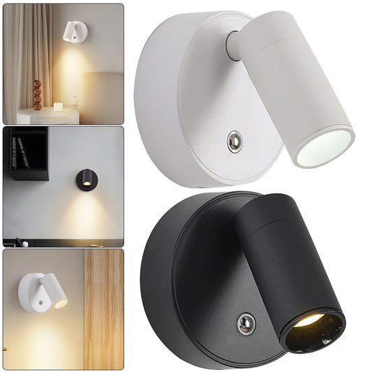Adjustable Wall Light USB Rechargeable 1800mAh Bedside Study Reading Sconce Lamp COB Touch Control 3W Indoor Lighting Room Decor