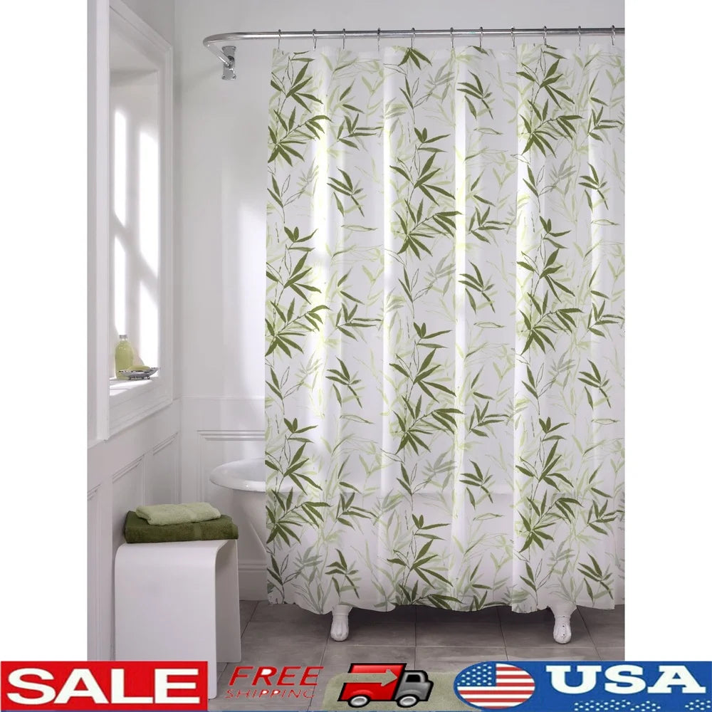 Waterproof PEVA Shower Curtain Bamboo Design 70x72 Inches Odorless Soft Touch Easy Clean Bathroom Tub Decor