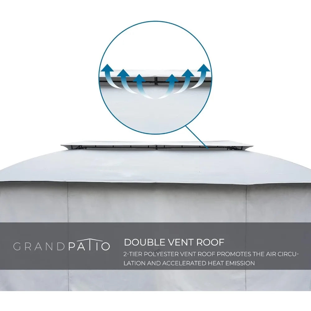 Grand Patio 13'x20' Gazebo for Patio Double Vent Canopy Anti-UV Shelter with Privacy Curtains and Netting for Deck Backyard Gard