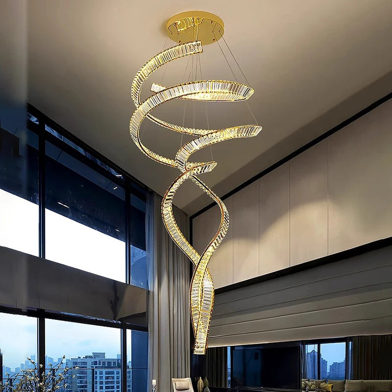 Modern home decoration crystal chandelier, stair Pendant lamp, living room Pendant lights, interior lighting