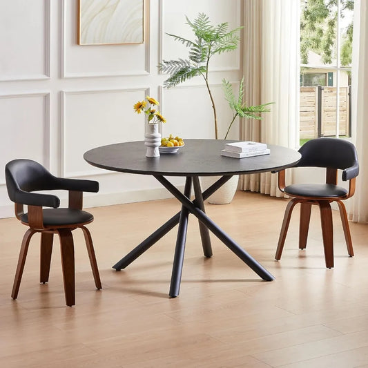 47.25" Round Dining Table, Farmhouse Kitchen Table for 4-6 People Dining Room Table Cofee Table for Kitchen