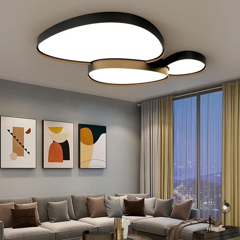 Living Room Lamp Ceiling Lights Bedroom Dining Room Simple Nordic Modern Black White LED Chandelier Home Decor Lusters Fixture