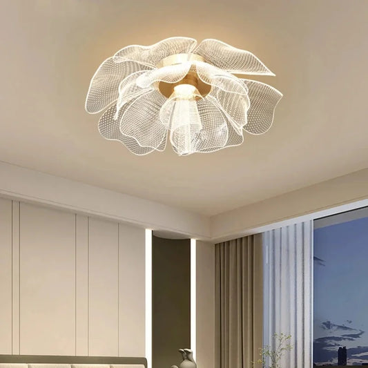 Simple Luxurious LED Ceiling Light Flower Design Acrylic Lamp Study Bedroom Entrance Hallway Light Interior Gold Luxury Lighting