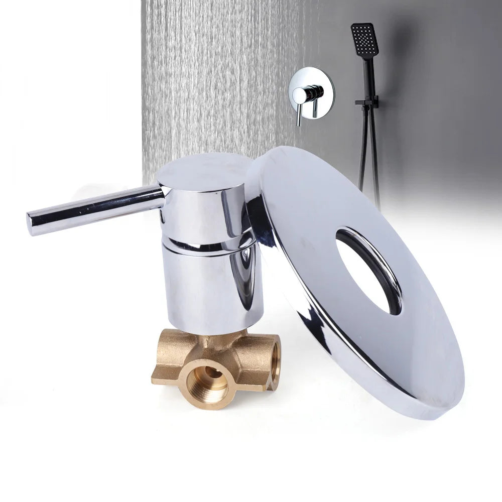 Hot & Cold Mixer Faucet Shower Tap Control Valve Single Handle Brass Bathroom Wall Mount Control Mixing Valve