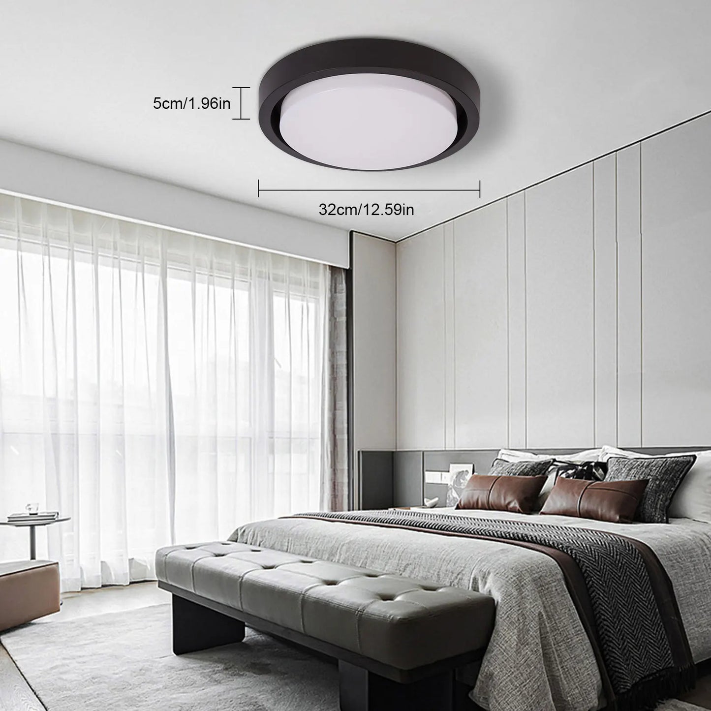 10-Light Adjustable Semi Flush Mount Ceiling Lighting Fixture, Remote Control Dimmable LED Chandelier for Living Room & Bedroom