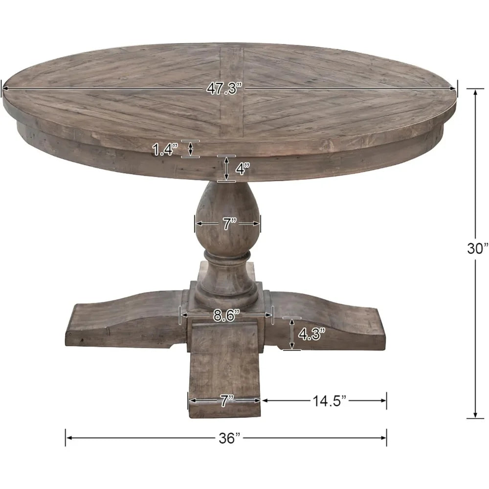 Restaurant Furniture, Rustic Wooden Dinner Table Living Room Restaurant, Farmhouse Round Dining Room Pine Wood Kitchen Table