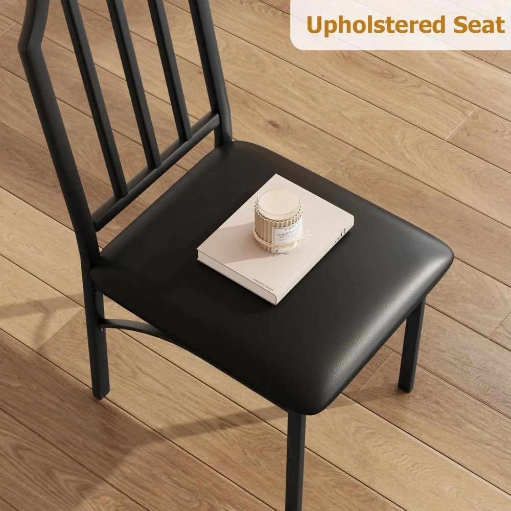 Dining Table Set for 4,Kitchen Table and Chairs for 4 with with Chamfer Design, 5 Piece Dining Room Table Set with Cushion Seats