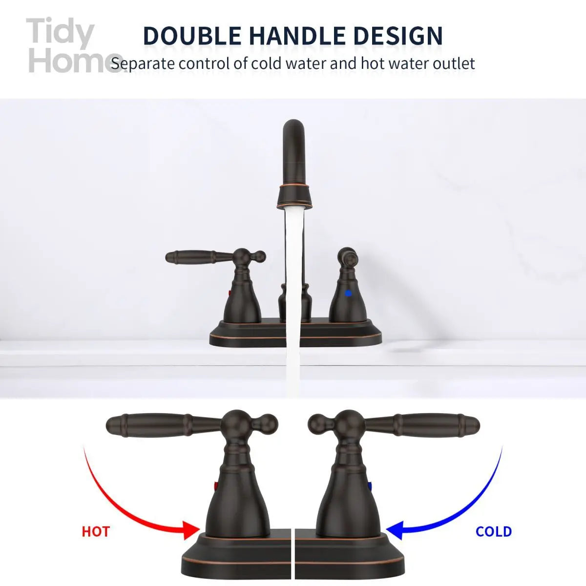 Bathroom Faucet ,Bronze 360 Degree High Arc Swivel Spout,Vanity Faucet Modern 3 Holes Lavatory Faucet NOT INCLUED Drain