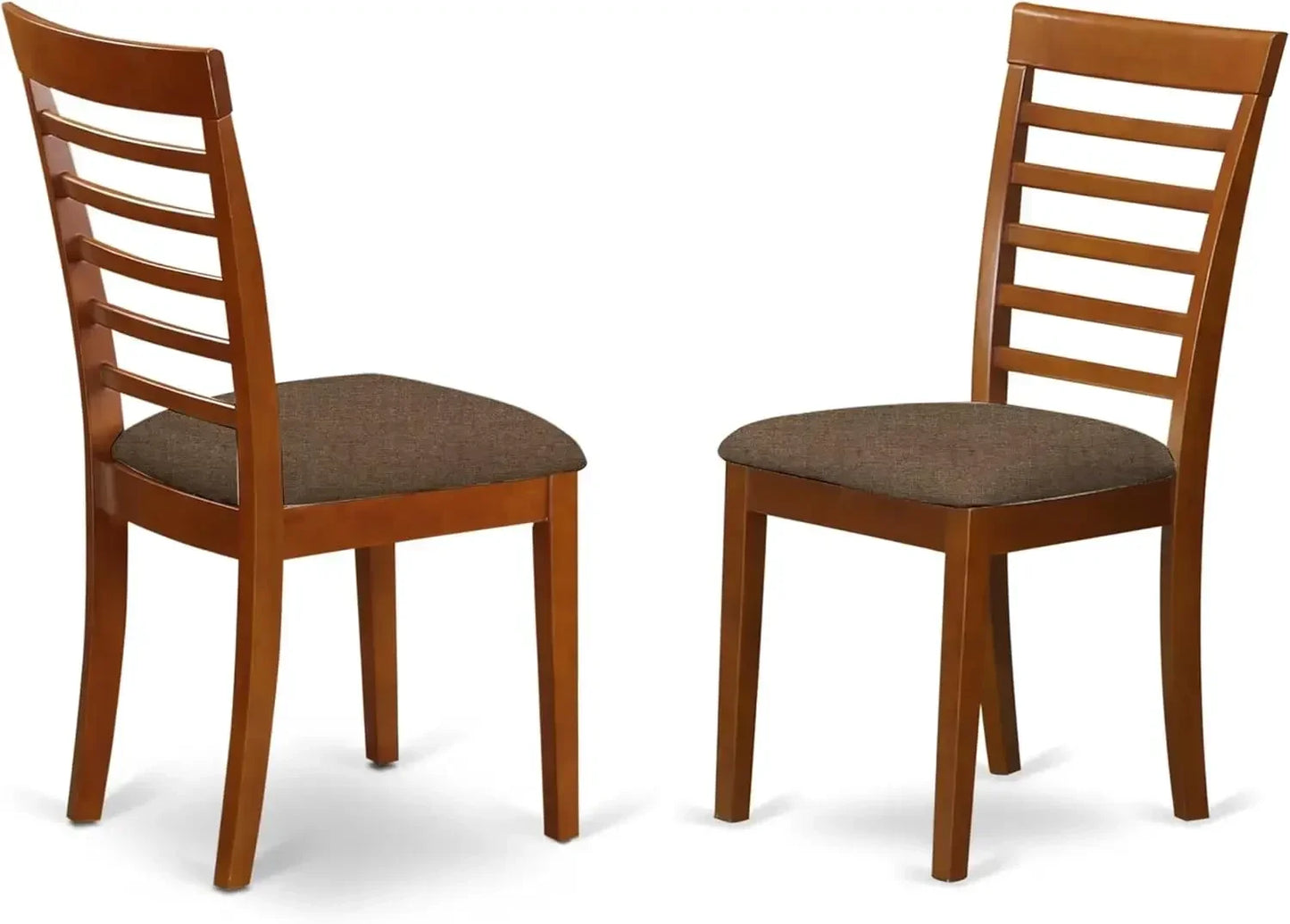7 Piece Kitchen Set Consist of an Oval Table with Butterfly Leaf and 6 Linen Fabric Dining Room Chairs, 42x60 Inch, Saddle Brown