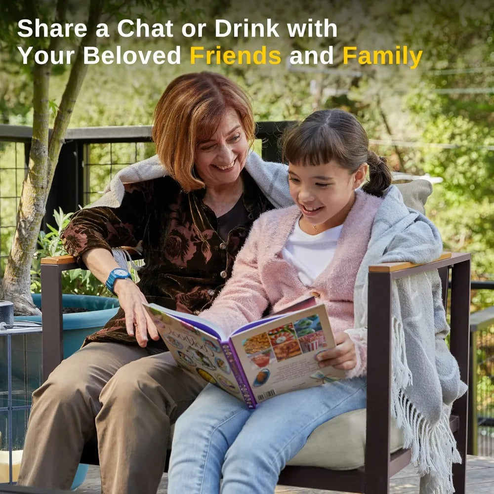 patio furniture set, 4-piece outdoor patio set with sofa, removable & washable deep seating cushion, tempered glass table, outs