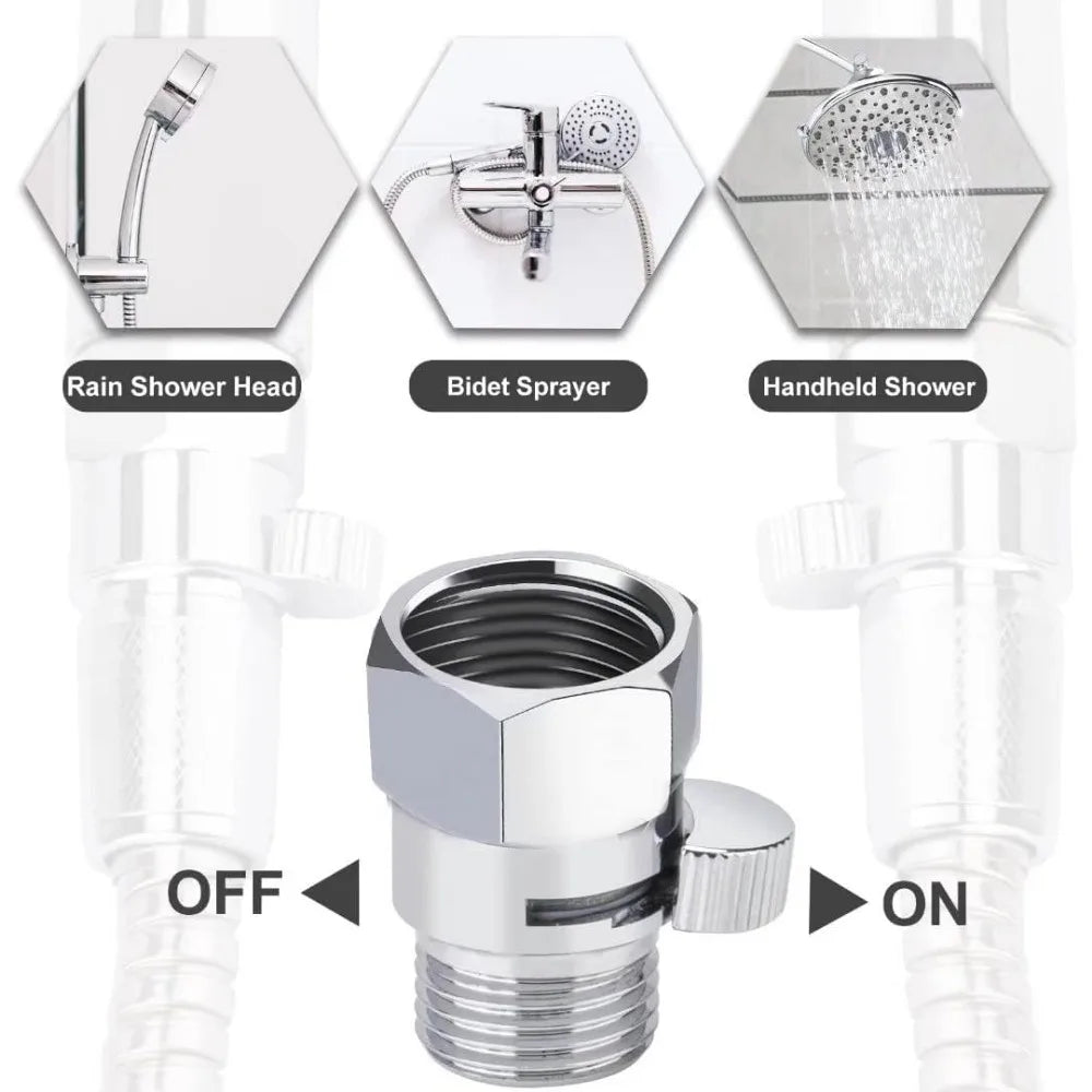Brass Shower Flow Control Valve - Female/Male, Water Flow Regulator for Handheld Shower/Bidet Sprayer with Lever Handle