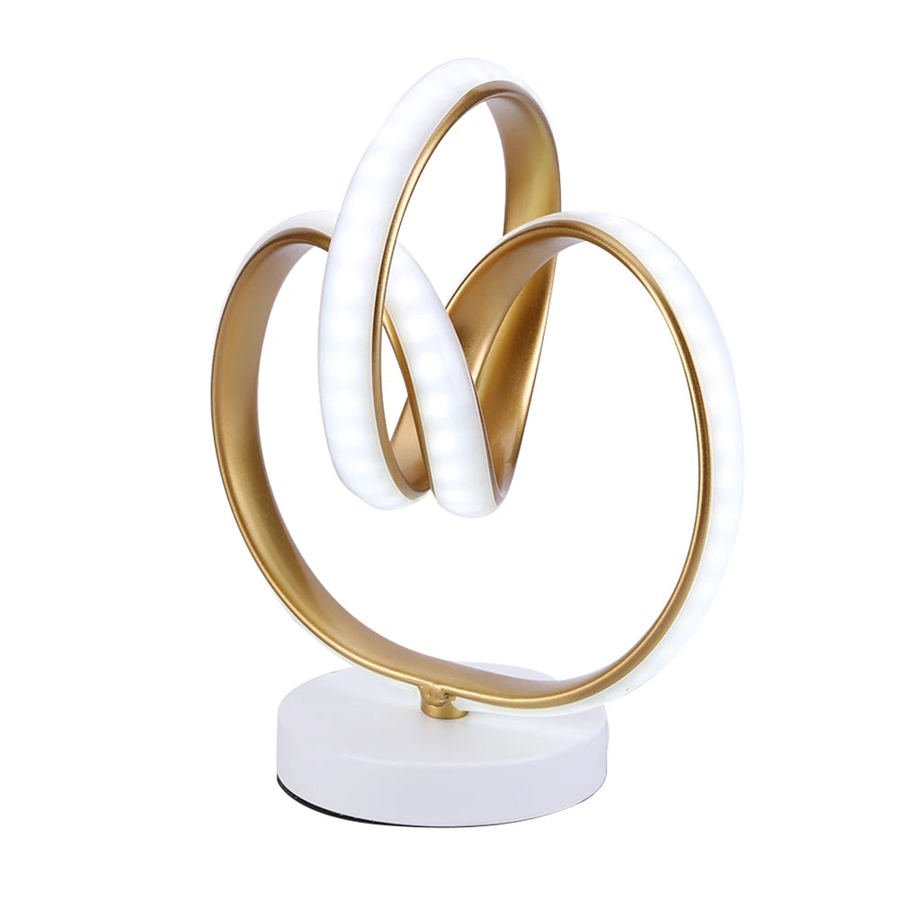 Modern Spiral LED Table Light Metal Bedside Decorative Lighting with US Adapter