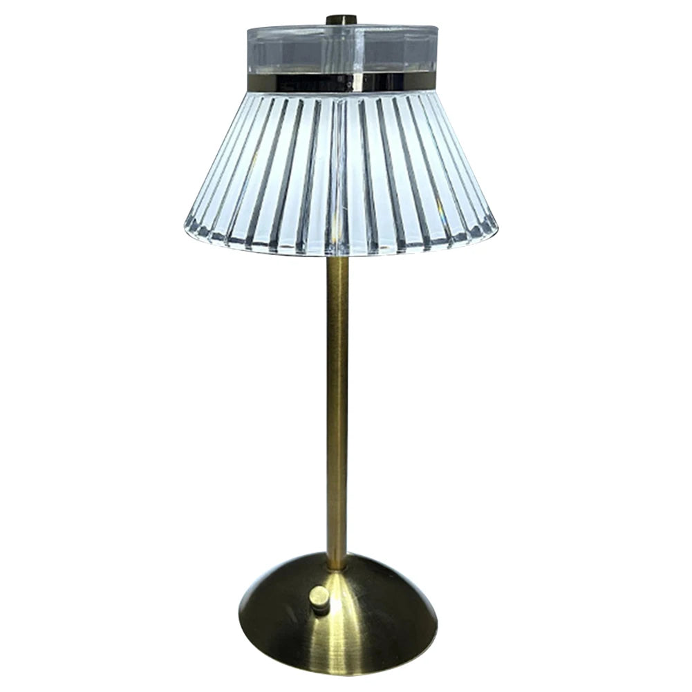 Crystal Table Lamp Metal Base 3 Color Modes Eye Protection Night Light Rechargeable Touch Control Hotel Restaurant Crystal Light