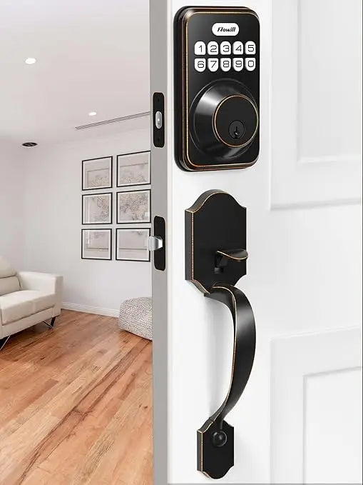 Keyless Entry Door Lock Set,  Electronic Keypad Deadbolt with 2 Handles, Front Door Handle Lever Sets, Auto Lock,Code Door Lock,