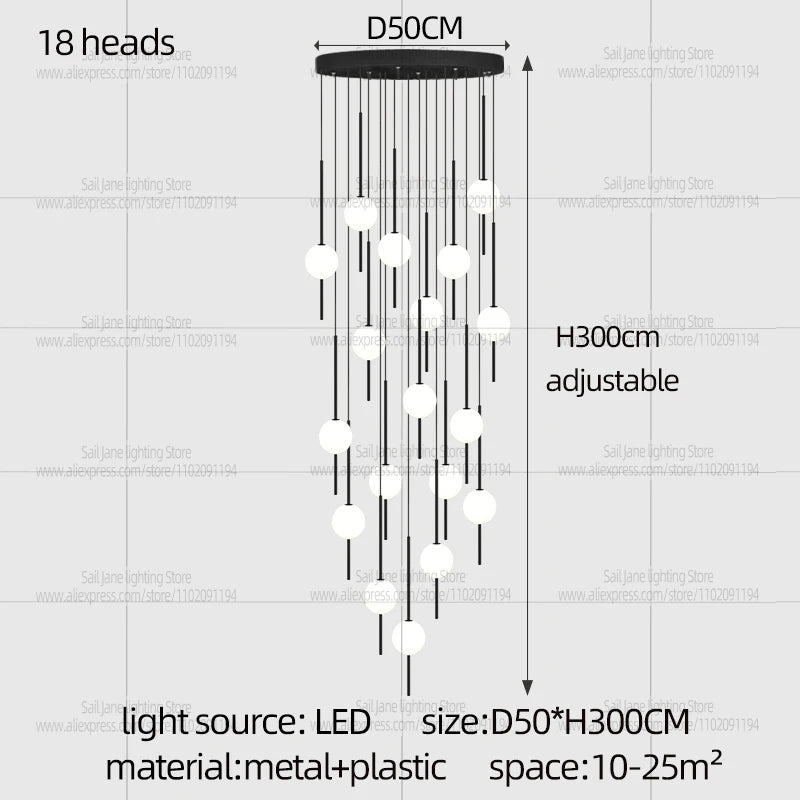Modern LED Pendant Light For Home Decoration Living Room Lighting Minimalist Luster Dining Table Hanging Staircase Chandelier