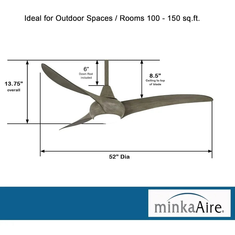 MINKA-AIRE F844-DRF Light Wave 52" Ceiling Fan with LED Lights & Remote, Driftwood