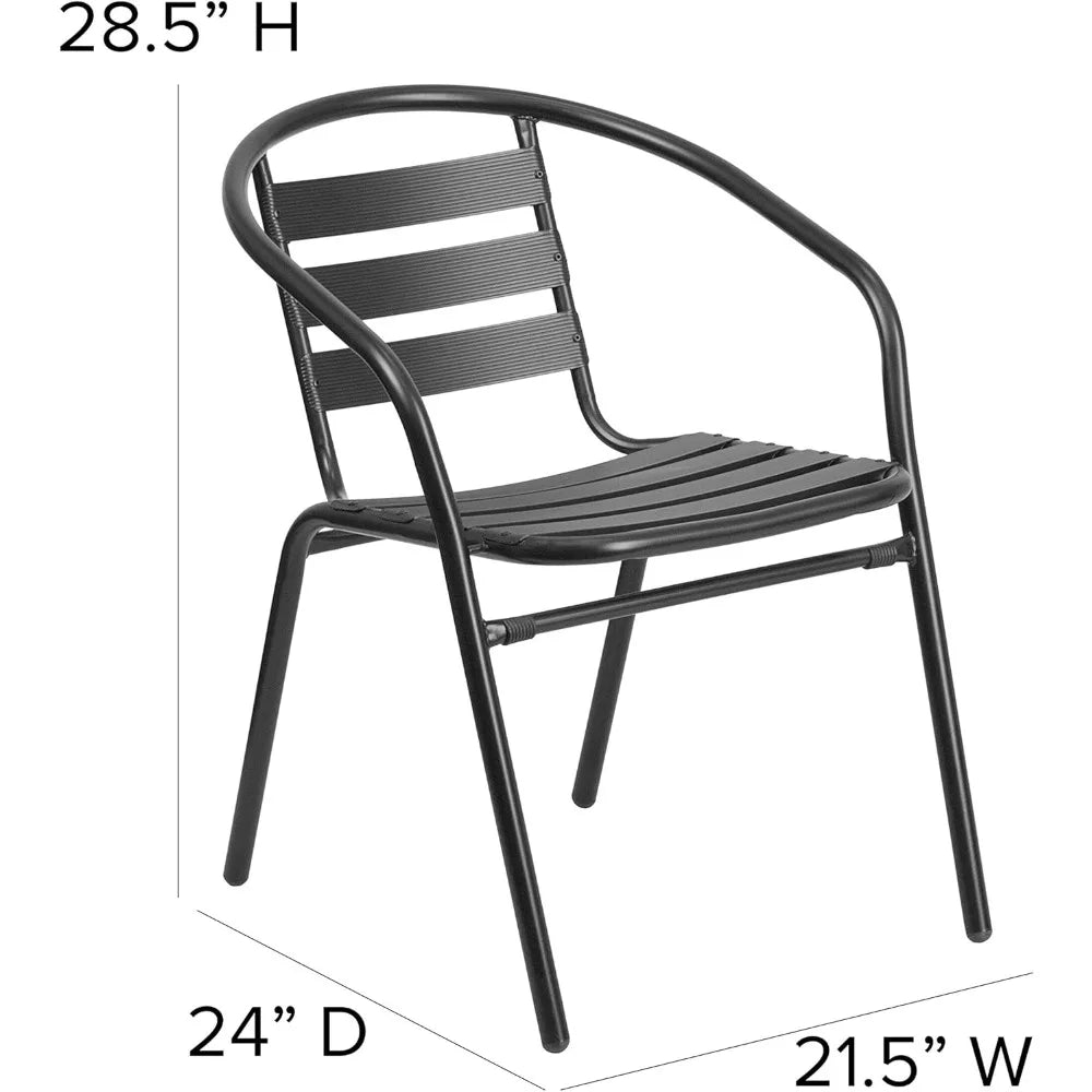 7-Piece Glass Patio Table and Chairs Set, with Rectangular Table and 6 Slat Back Patio Chairs, Outdoor Patio Dining Set
