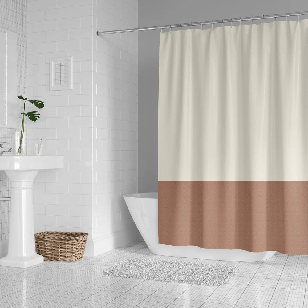 Multicolor Colorblock Shower Curtain 72x70 Inches Soft Durable Recycled Polyester Machine Washable Waterproof Easy Care Standard