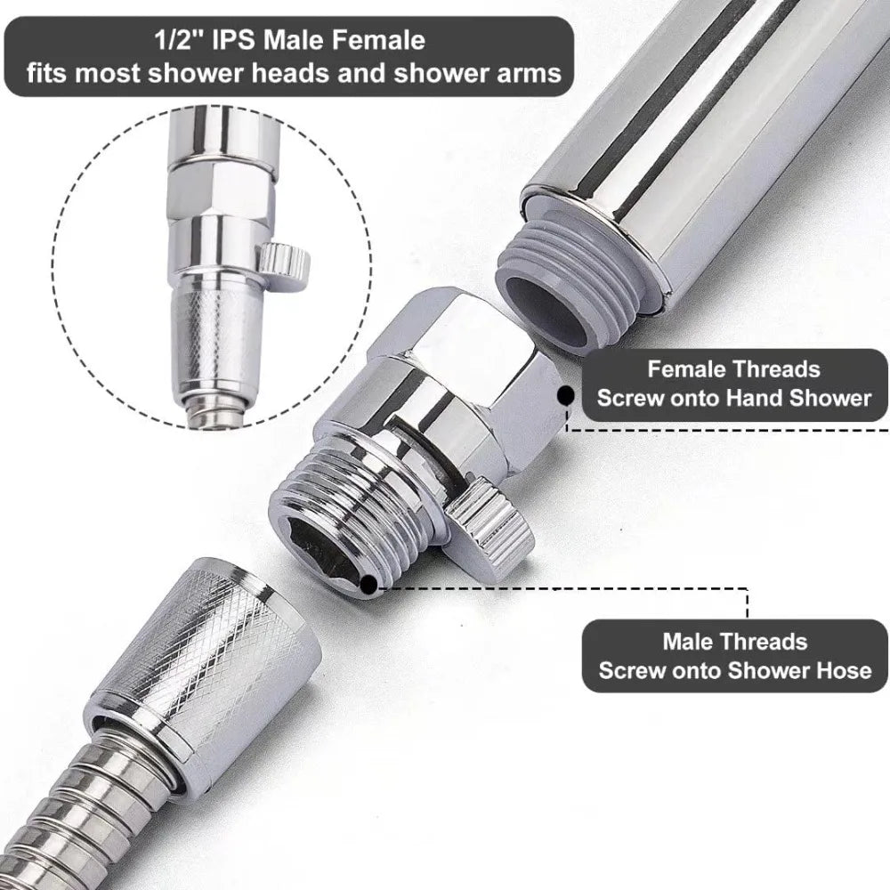 Brass Shower Flow Control Valve - Female/Male, Water Flow Regulator for Handheld Shower/Bidet Sprayer with Lever Handle