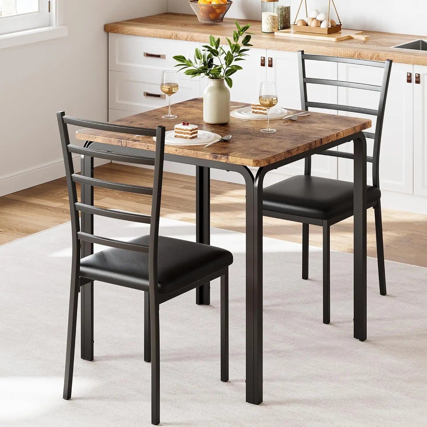 5-Piece Modern Dining Set: Square Table & 4 Chairs - Small Space Kitchen Solution
