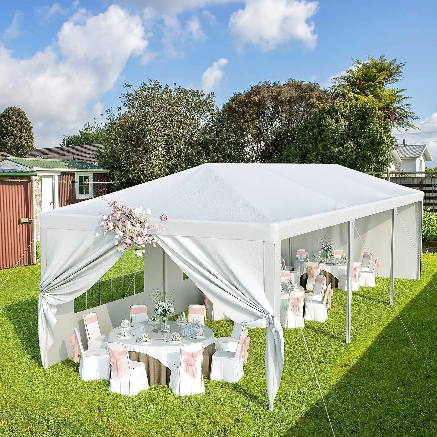 [New Arrival!]10'x30' Heavy Duty White Party Tent, Waterproof Outdoor Wedding Canopy for Backyard, Patio, Events, Large Event Te