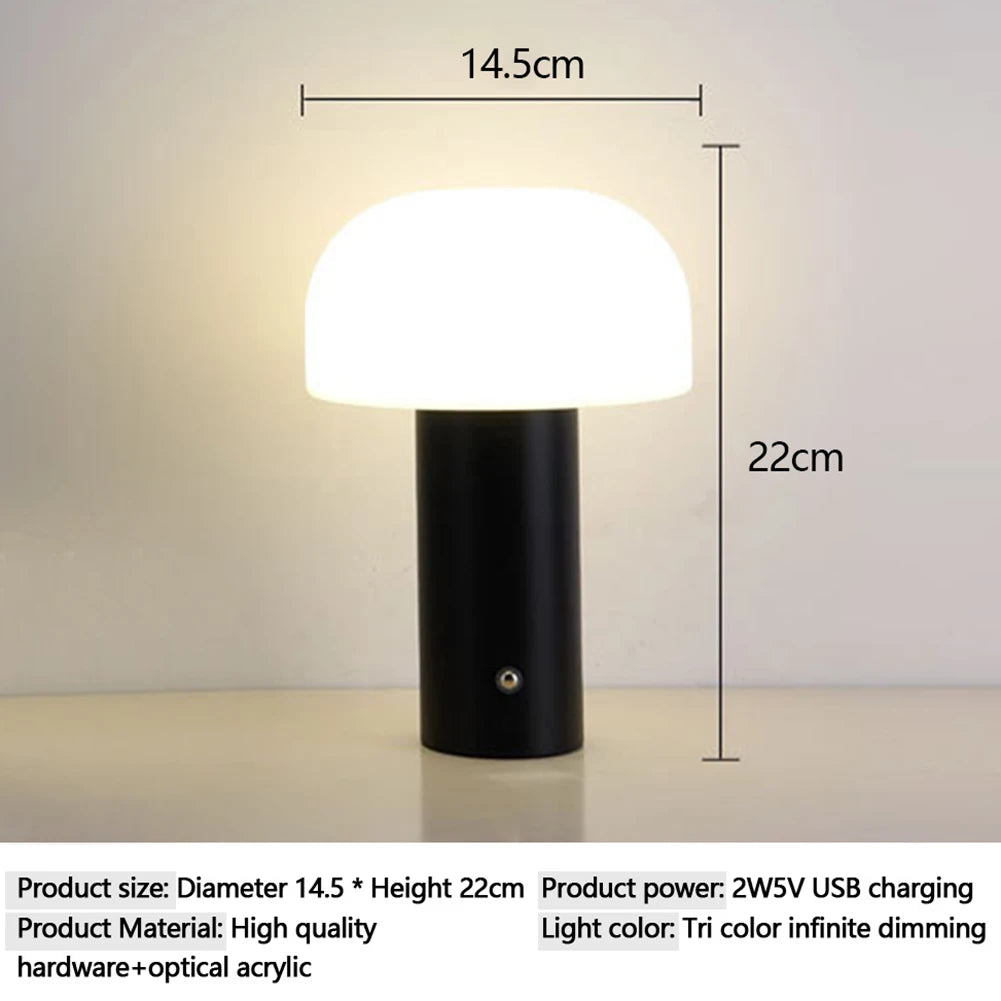 LED Mushroom Table Lamp Cute Mushroom Night Light 3 Color Stepless Dimmable Touch Lamp Desk Lamp for Indoor Bedroom Living Room