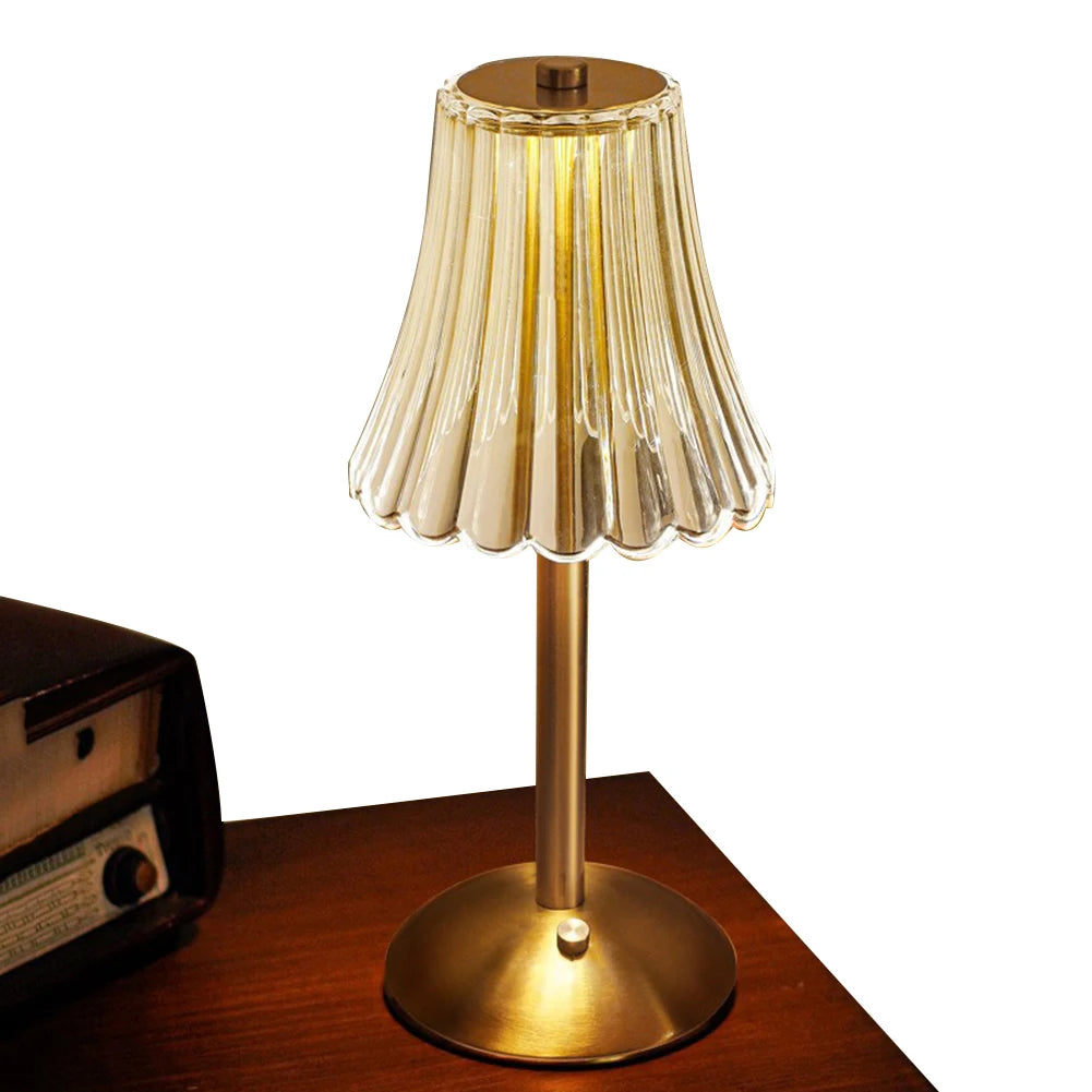 LED Gold Small Lamp Rechargeable 3 Color Modes Dimmable Crystal LED Touch Lamp Touch Desk Light for Bedroom Read Office Home Bar