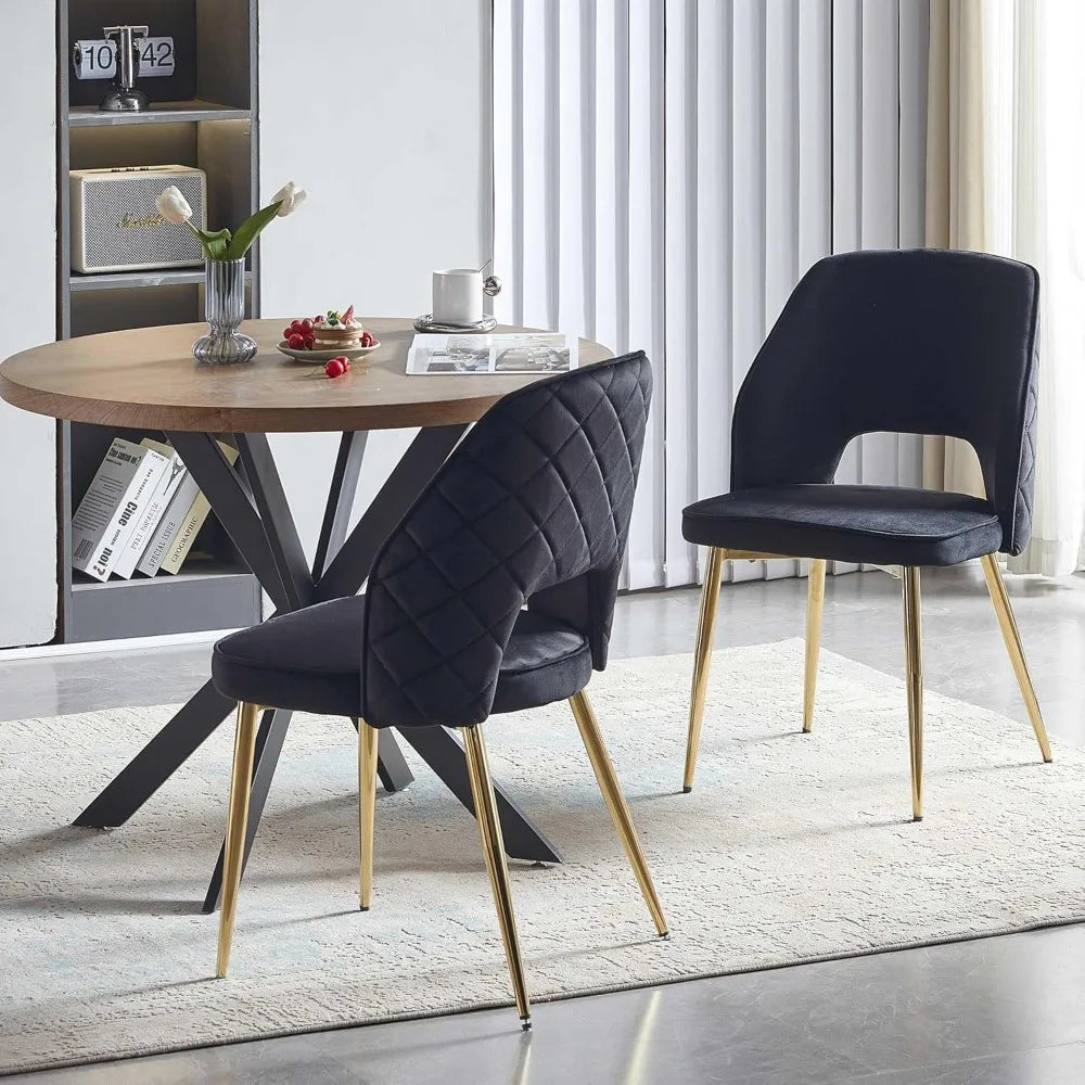 5-Piece Dining Table Set for 4 - Space Saving 37-Inch Round Table and Chairs, 4 Seaters Dining Set with Upholstered Dining Chai
