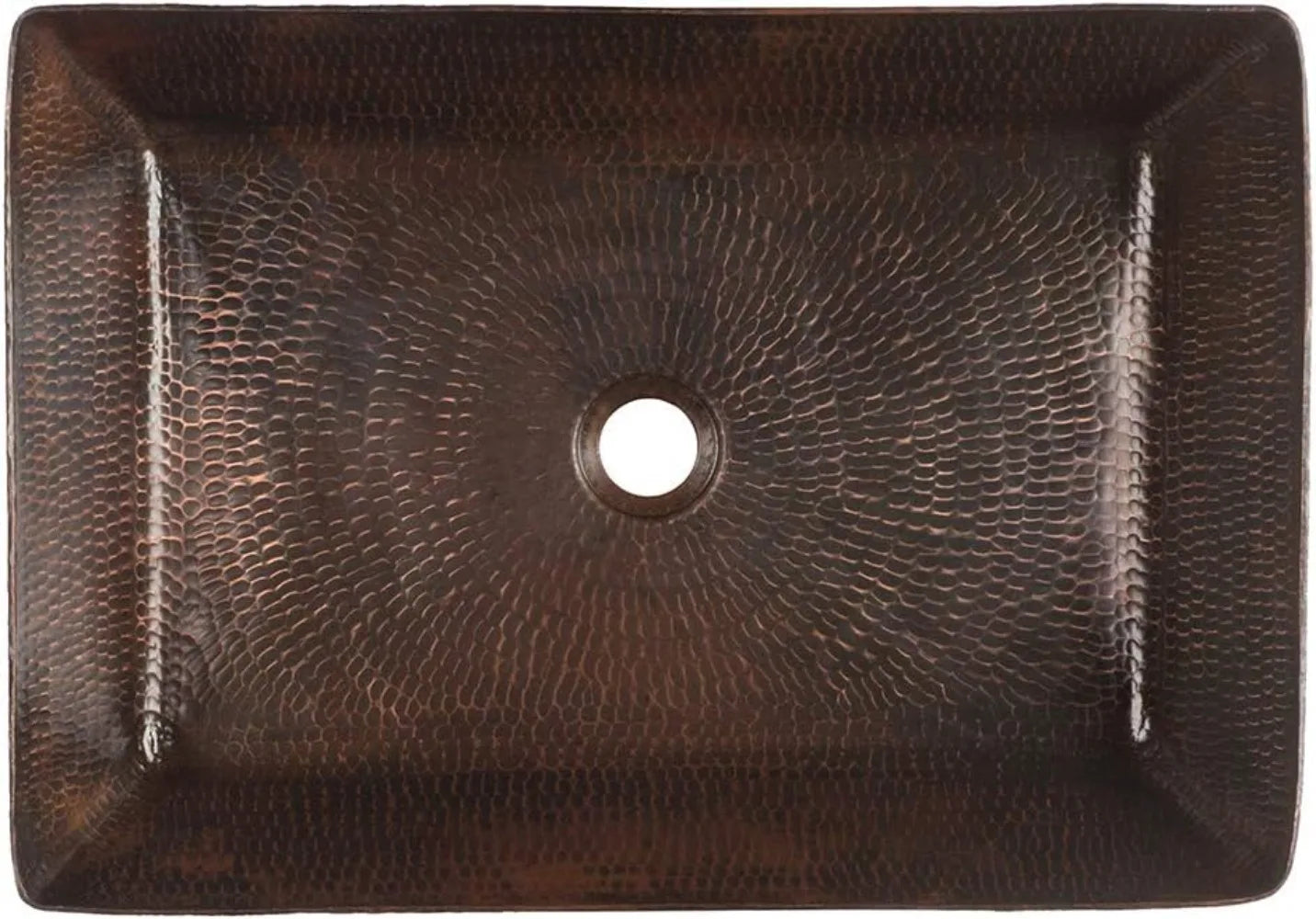 VREC2014DB 20-Inch Rectangle Vessel Hammered Copper Sink