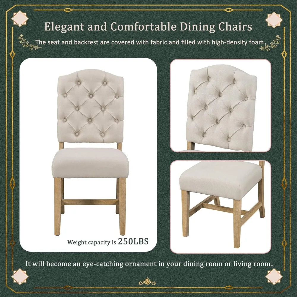 Restaurant Furniture, Extendable Round Kitchen Table Set with 4 Upholstered Chairs, Dining Sets for Kitchen Solid Wood Table
