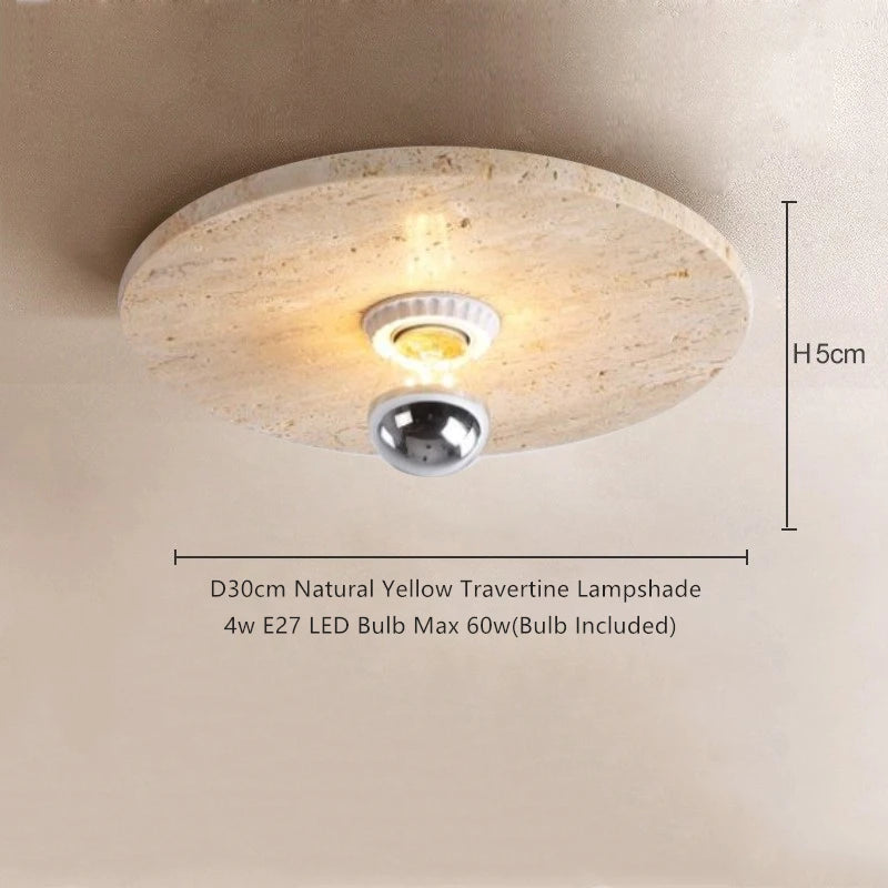 IWHD Nordic Modern Ceiling Lamp Wood Yellow Travertine LED Ceiling Light For Home Decoration Aisle Stair Bar Lámparas Para Techo