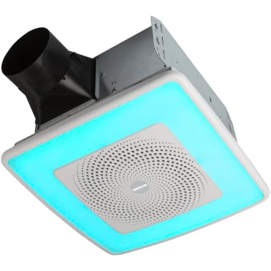 Broan-NuTone ChromaComfort Bathroom Exhaust Fan, 110CFM/1.5 Sones, with Sensonic Bluetooth Speaker and 24-color LED Light