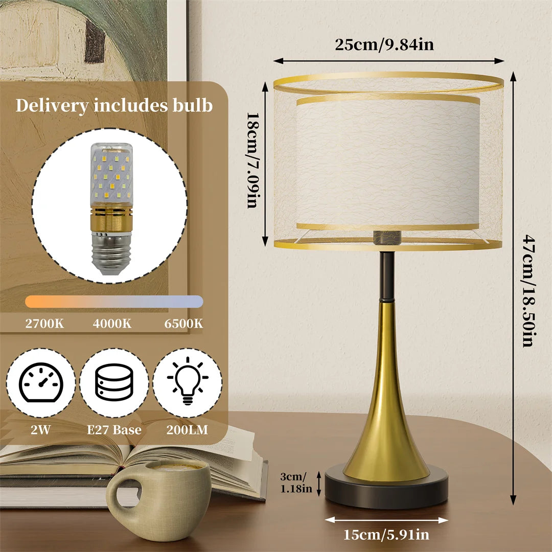 Vrygle LED Desk Lamp, Adjustable Dimmable Study Table Lamp with with Electrified Eye Protection Bedside Lamp for Office & Home
