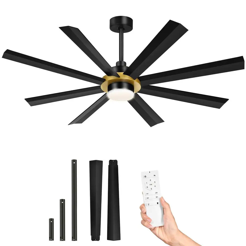 72 Inch Ceiling Fan with Light and Remote Control 6 Speed Whisper Quiet 8 Blades LED Lighting Living Room Garage Patio