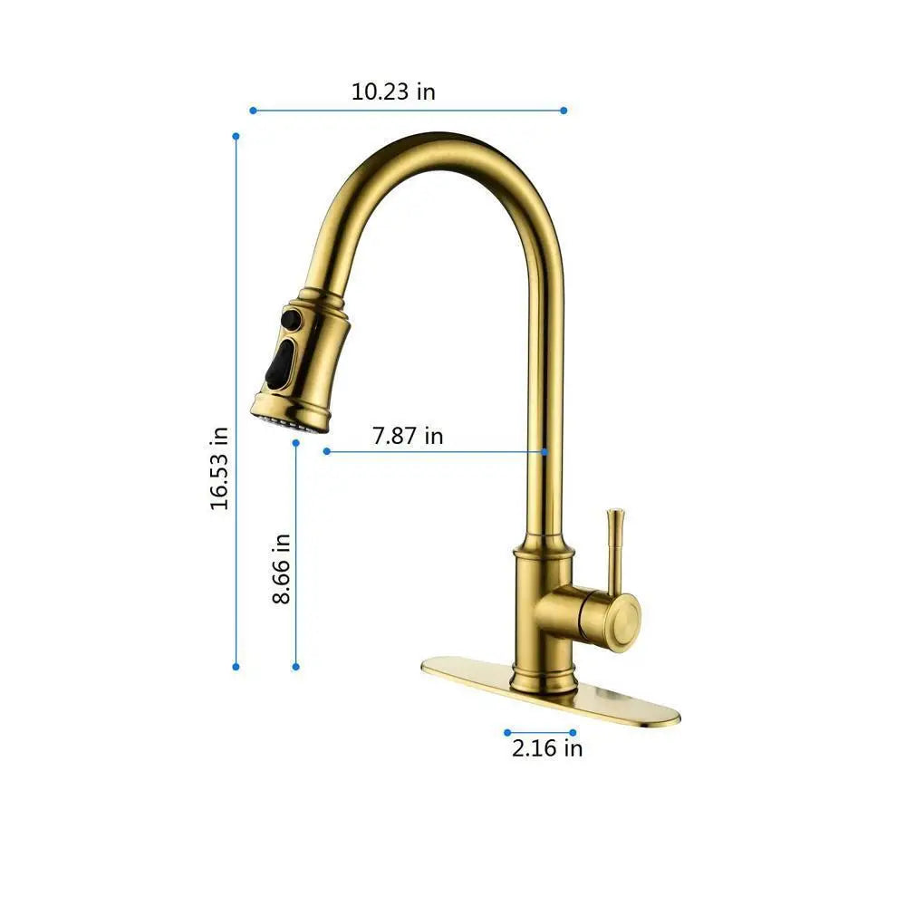 Surface-Mounted Touch Single Hole Kitchen Faucet with Pull Down Sprayer Gold