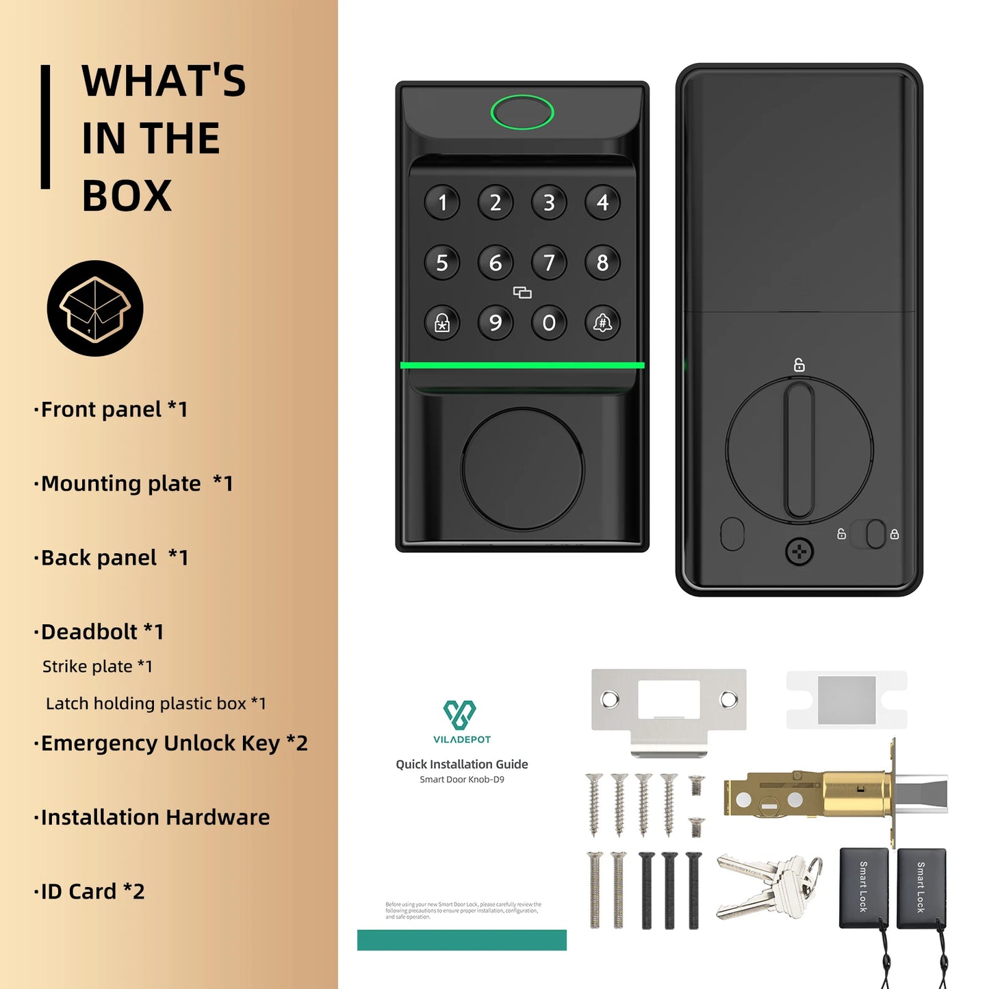 Viladepot Smart Lock Fingerprint Door Lock App Control Passcode Unlock Electronic Touchscreen Keypad Smart Door Handel