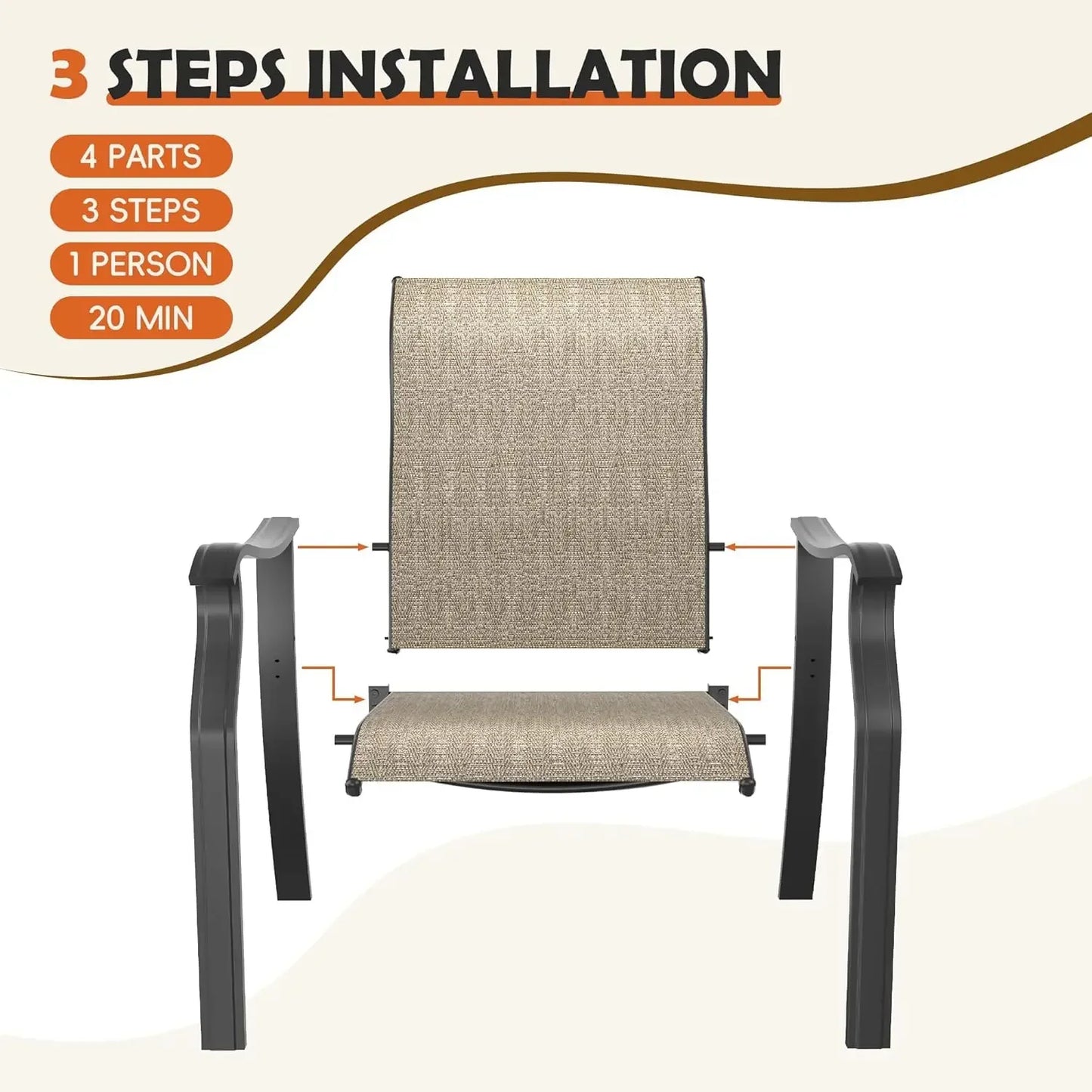 Patio Dining Chairs Set of 4, High Back Wide Seat Outdoor Furniture Chairs with All Weather Breathable Textilene