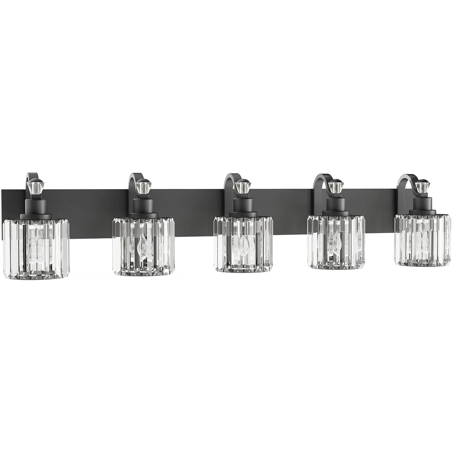3/4/5/6 Lights Modern Crystal Bathroom Vanity Lights, Black Bathroom Light Fixtures, Crystal Vanity Shower Lights Over Mirror