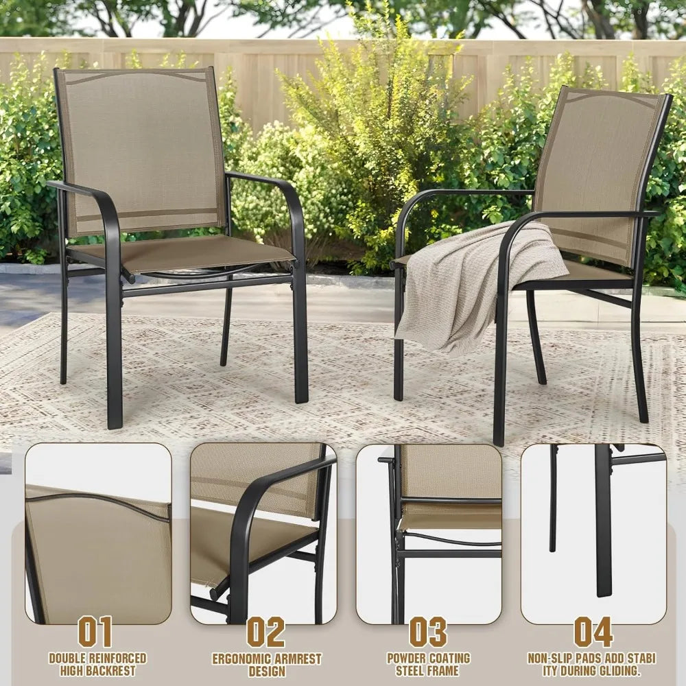 5 - Piece Outdoor Dining Set, Patio Furniture Set with 4 x Textilene Dinning Chairs and 1 Steel Slat Metal Bistro Table for Law