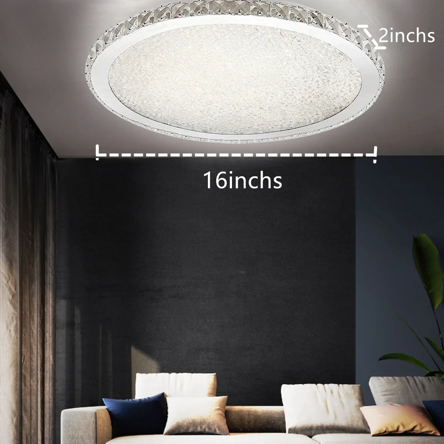 16" Modern Crystal Ceiling Light Pendant Lamp Luxury Embedded Installation Round LED Chandelier Raindrop Design