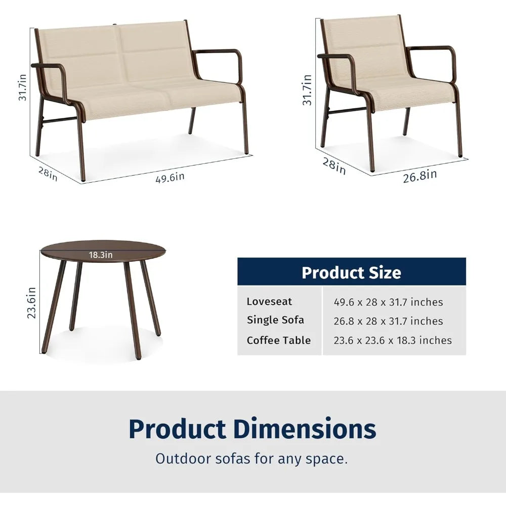 4 Seats Outdoor Furniture Set, Waterproof Patio Furniture Set, Patio Loveseat with Coffee Table