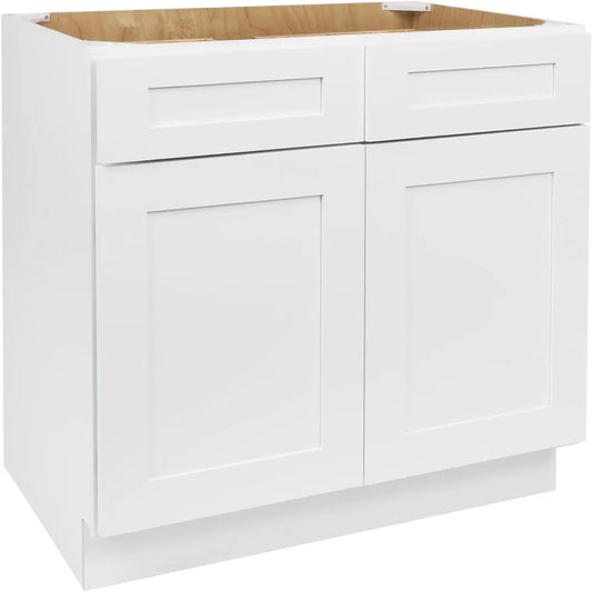 White Shaker Bathroom Vanity Cabinet Sink Base, Ready to Assemble Bathroom Organizer, Bathroom Storage - 30" W x 21" D x 34.5" H