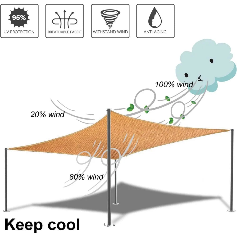 Patio Sun Shade Sail Canopy, 20' x 26' Rectangle Shade Cloth UV Block Sunshade Fabric - Outdoor Cover Awning Shelter for Pergola