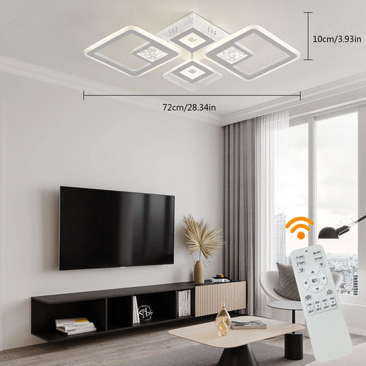 LED Acrylic Ceiling Lamp Flush Mount Pendant Light Bedroom Modern Living Room Chandelier Dimmable White