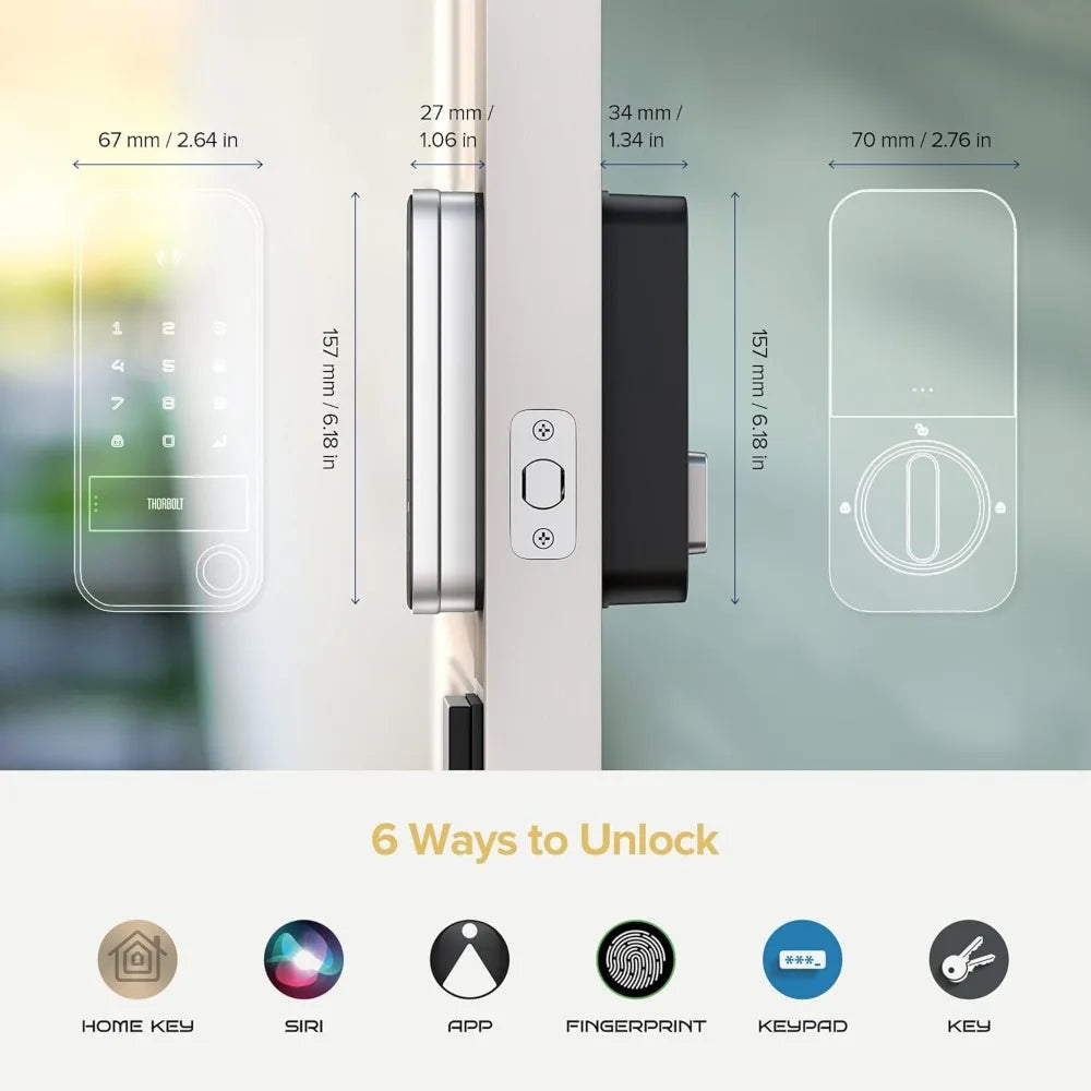 X1 Apple Home Key Tap to Unlock, Smart Keyless Entry Door Lock with Fingerprint, Touch Keypad Deadbolt Lock Works with HomeKit O