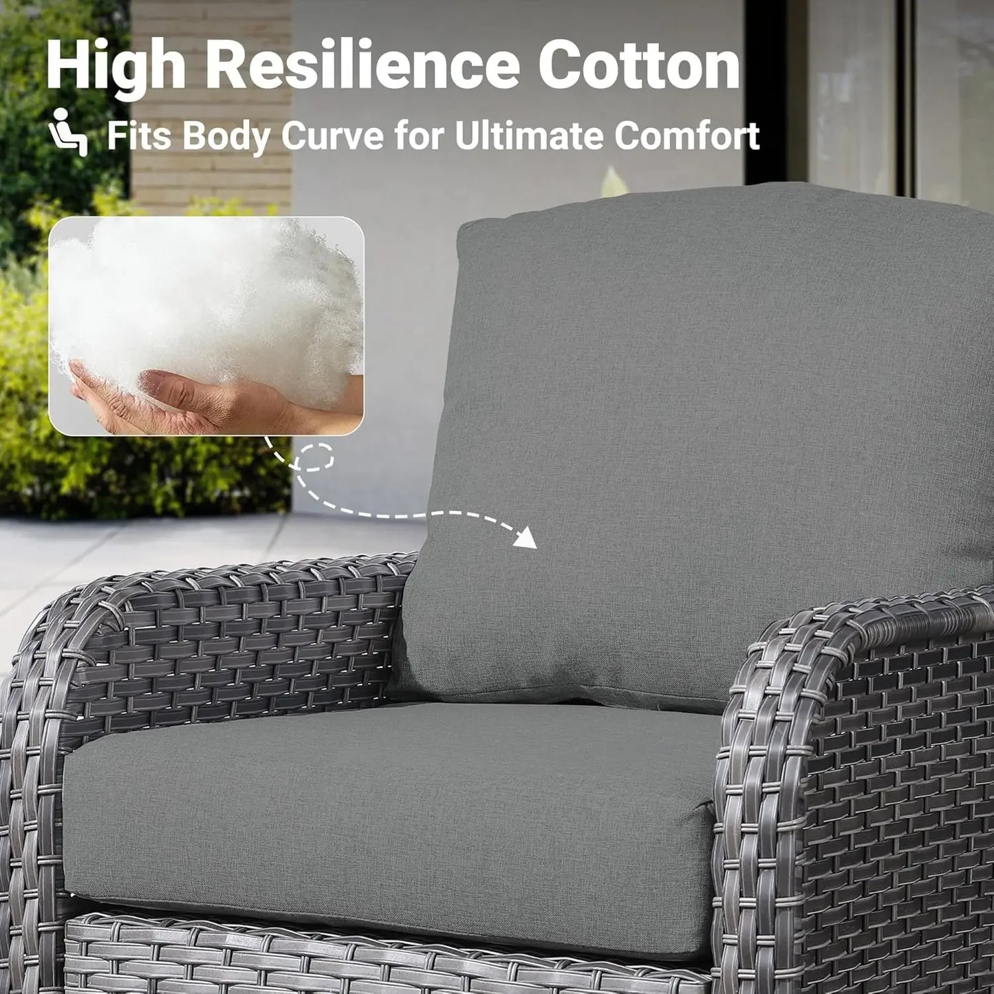 2 Pieces Patio Furniture Set, Outdoor Wicker Chairs of 2, All Weather High Back Rattan Chairs 2-Seater with Comfy