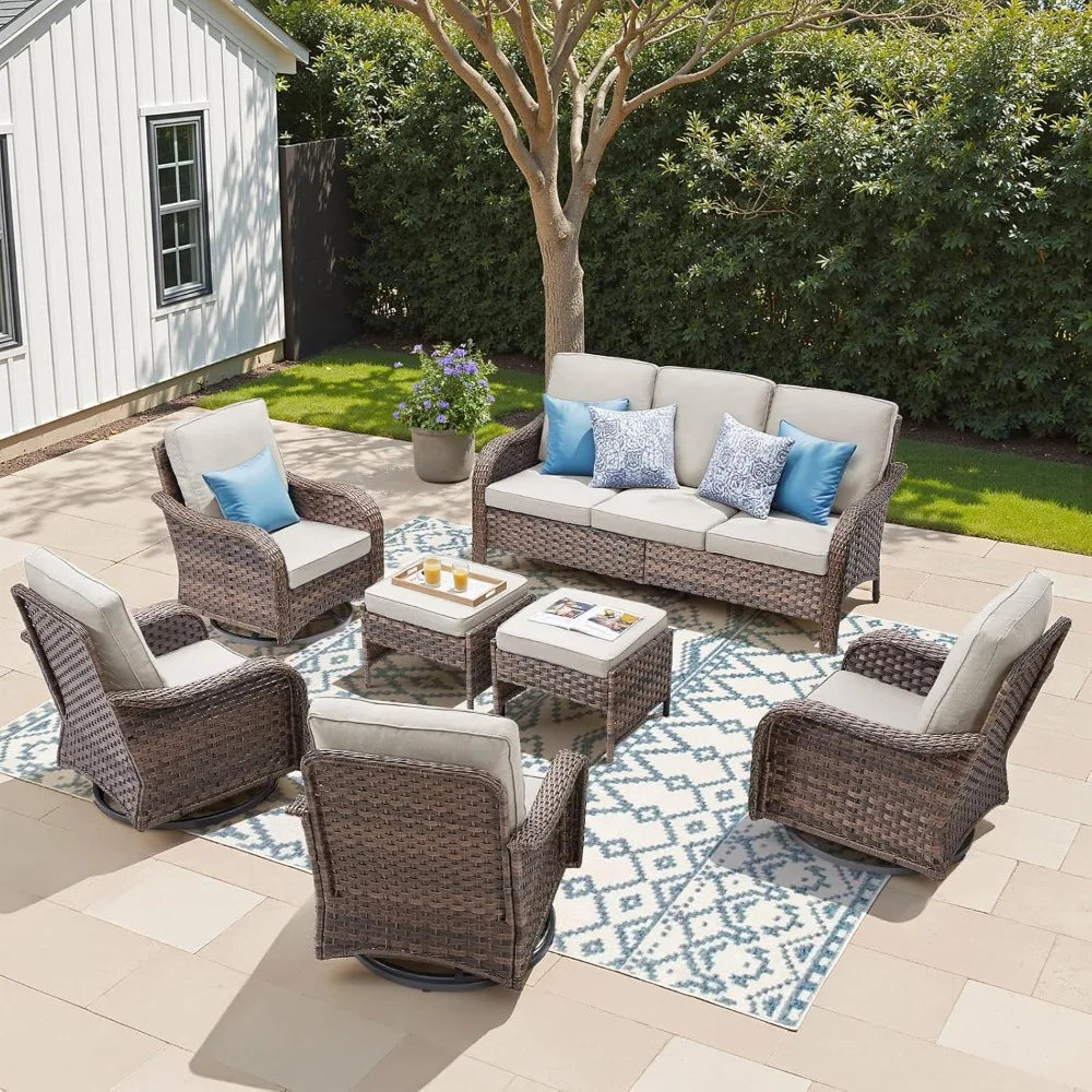 Outdoor Loveseat Patio Sofa, All Weather 2-Seat Wicker Couch with Removable Cushion, Rattan High Back Sofa Deep Seating Furnitur
