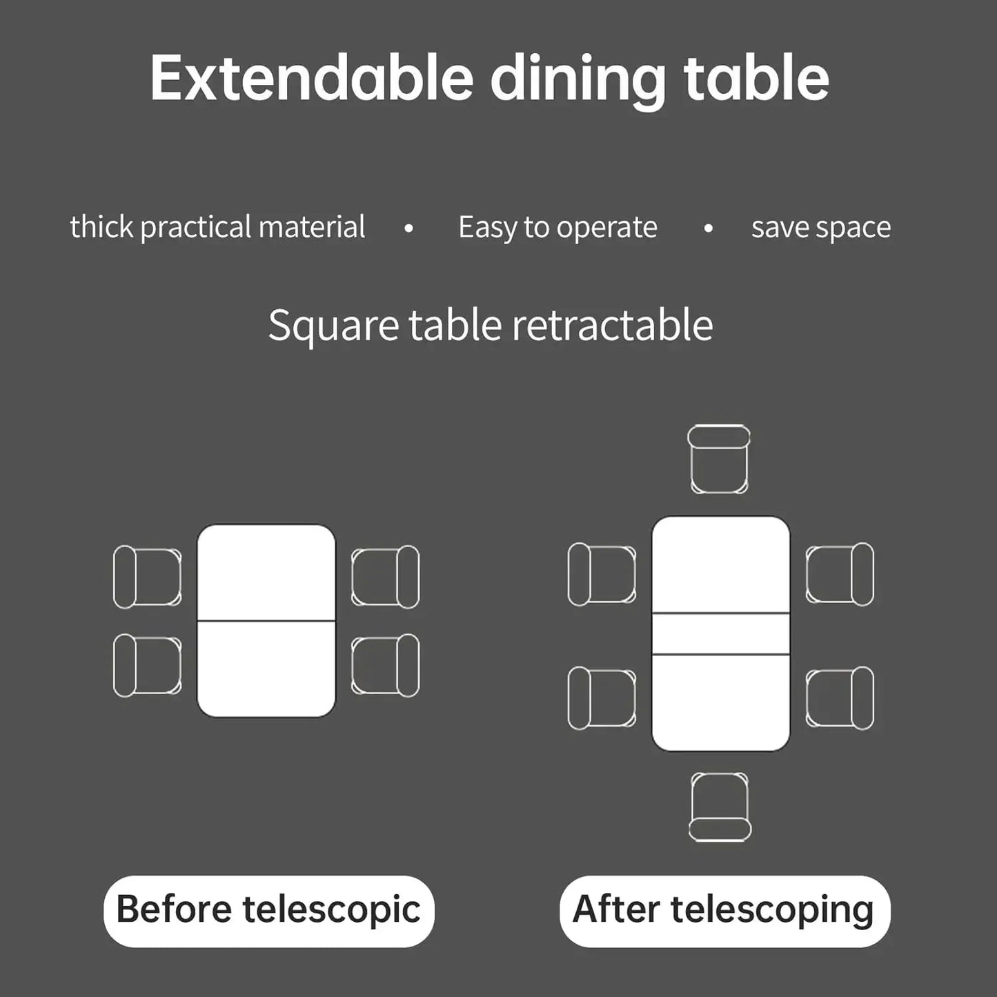7 Piece Dining Table Set, 62 Inch Modern Kitchen Table with 6 Dining Chairs for 4-6 Person, Expandable MDF Dining Table